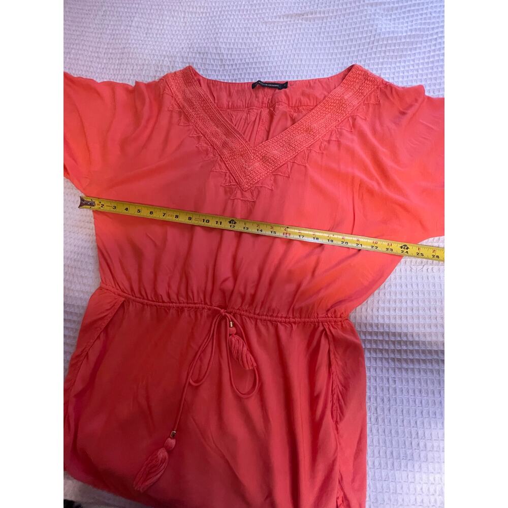VIX Paula Hermanny Coral Embroidered Bell Sleeve Mini Tunic Swim Coverup Medium - Picture 6 of 13